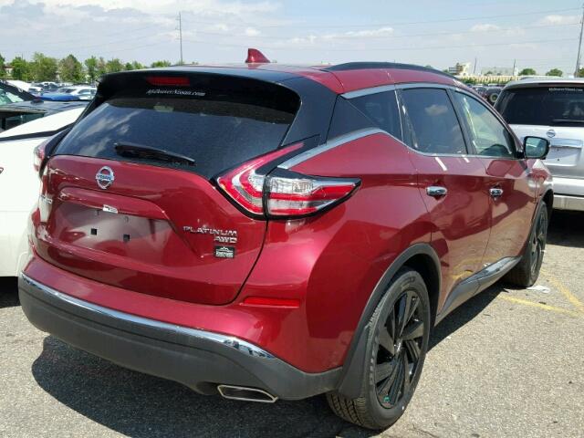 5N1AZ2MH0HN152120 - 2017 NISSAN MURANO RED photo 4