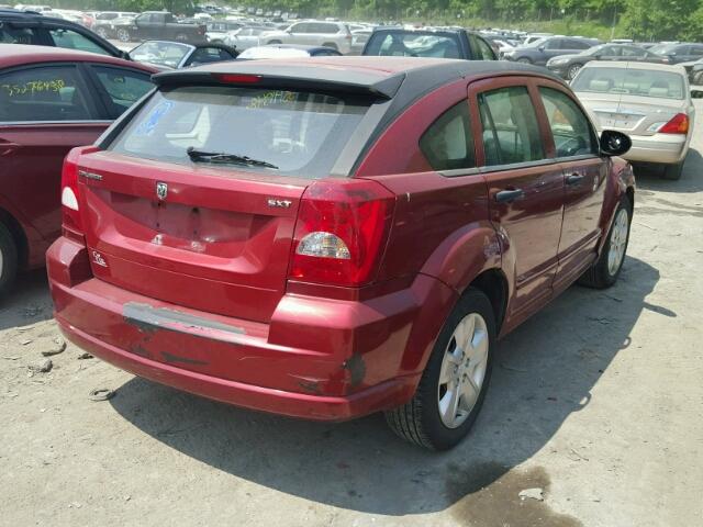 1B3HB48B07D404379 - 2007 DODGE CALIBER SX RED photo 4