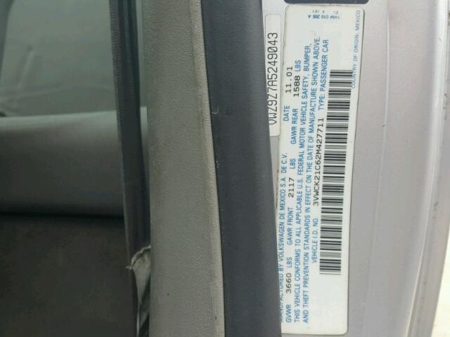 3VWCK21C62M427711 - 2002 VOLKSWAGEN NEW BEETLE 银色 照片 10