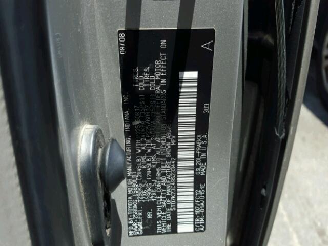 5TDZK23C49S233442 - 2009 TOYOTA SIENNA CE/ GRAY photo 10