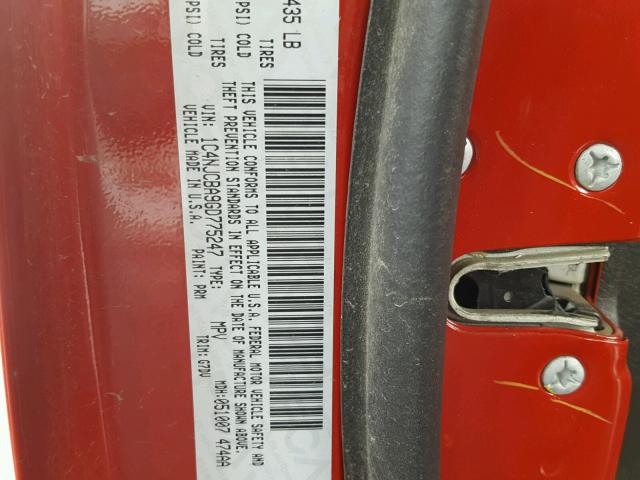 1C4NJCBA9GD775247 - 2016 JEEP COMPASS SP RED photo 10