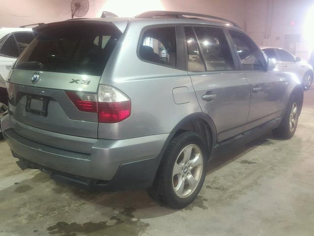 WBXPC93467WF29989 - 2007 BMW X3 3.0SI GRAY photo 4