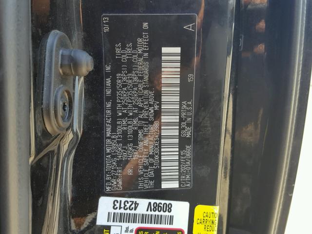 5TDXK3DCXES423980 - 2014 TOYOTA SIENNA SPO BLACK photo 10