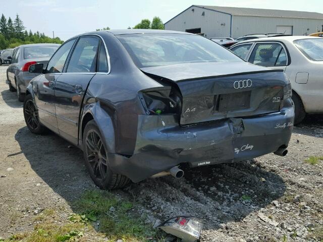 WAULT68E72A309269 - 2002 AUDI A4 3.0 QUA GRAY photo 3