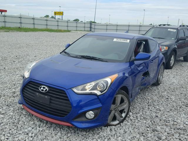 KMHTC6AE3EU200075 - 2014 HYUNDAI VELOSTER T BLUE photo 2