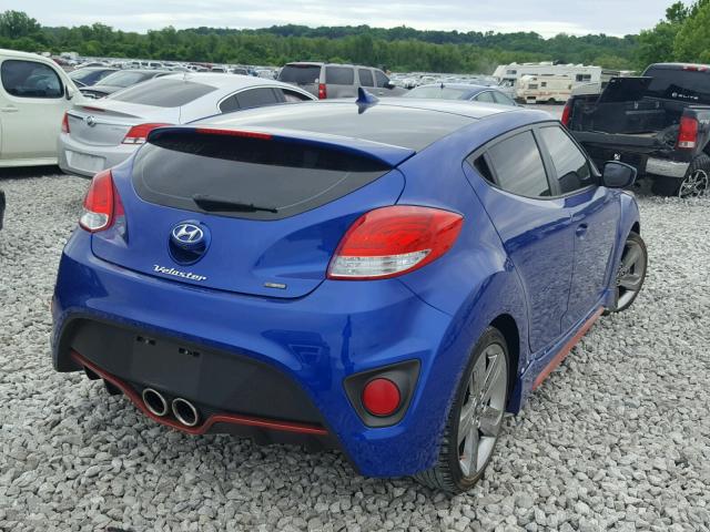 KMHTC6AE3EU200075 - 2014 HYUNDAI VELOSTER T BLUE photo 4