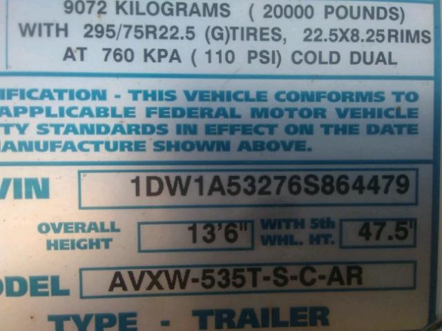 1DW1A53276S864479 - 2006 UTILITY TRAILER WHITE photo 10