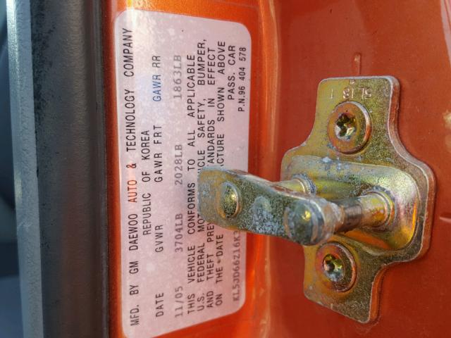 KL5JD66Z16K329925 - 2006 SUZUKI RENO ORANGE photo 10