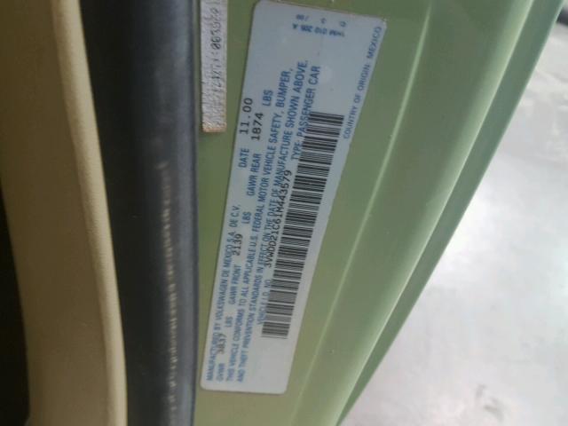 3VWDD21C61M443579 - 2001 VOLKSWAGEN NEW BEETLE Yaşıl foto 10