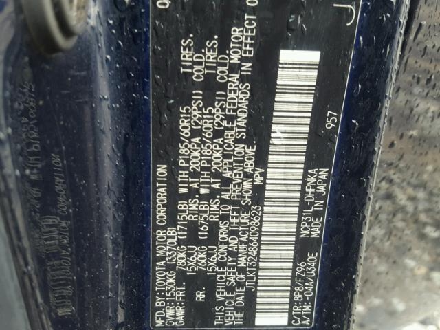 JTLKT324864098623 - 2006 TOYOTA SCION XB BLUE photo 10