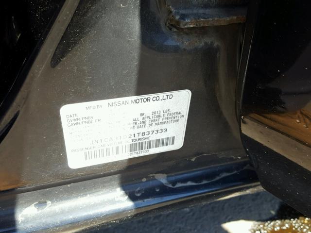 JN1CA31D21T837333 - 2001 NISSAN MAXIMA GXE BLACK photo 10