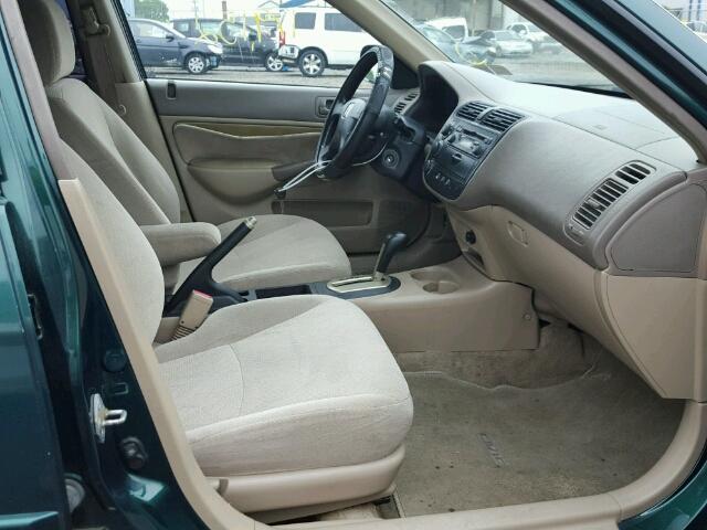 1HGES26741L053737 - 2001 HONDA CIVIC EX მწვანე ფოტო 5