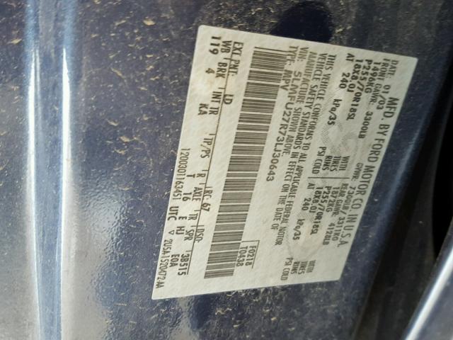 5LMFU27R73LJ30643 - 2003 LINCOLN NAVIGATOR Niebieski zdjęcie 10