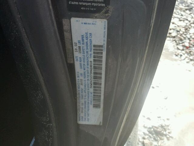 3VWCK21C73M424818 - 2003 VOLKSWAGEN NEW BEETLE გრაფიტი ფოტო 10