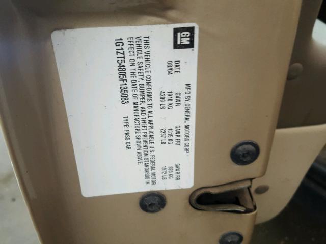 1G1ZT54805F135083 - 2005 CHEVROLET MALIBU LS BEIGE photo 10