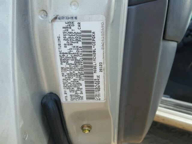 4T1BF28K4YU114110 - 2000 TOYOTA CAMRY LE 银色 照片 10