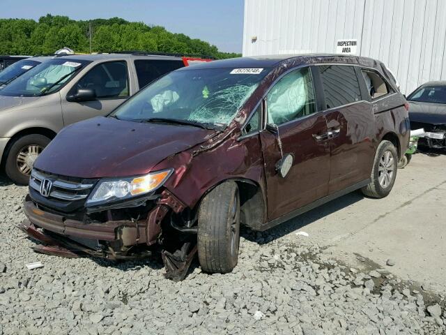 5FNRL5H34GB076956 - 2016 HONDA ODYSSEY SE BURGUNDY photo 2