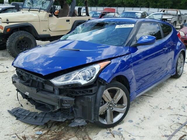 KMHTC6AE7EU199853 - 2014 HYUNDAI VELOSTER T BLUE photo 2