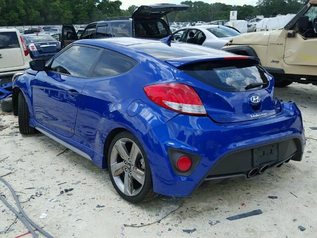 KMHTC6AE7EU199853 - 2014 HYUNDAI VELOSTER T BLUE photo 3