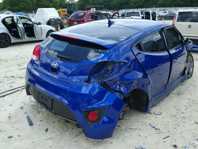 KMHTC6AE7EU199853 - 2014 HYUNDAI VELOSTER T BLUE photo 4