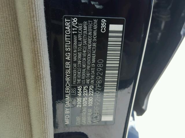 WDBRF92H97F892980 - 2007 MERCEDES-BENZ C 280 4MAT BLUE photo 10