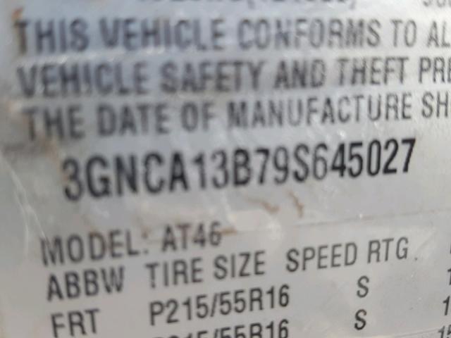 3GNCA13B79S645027 - 2009 CHEVROLET HHR LS SILVER photo 10