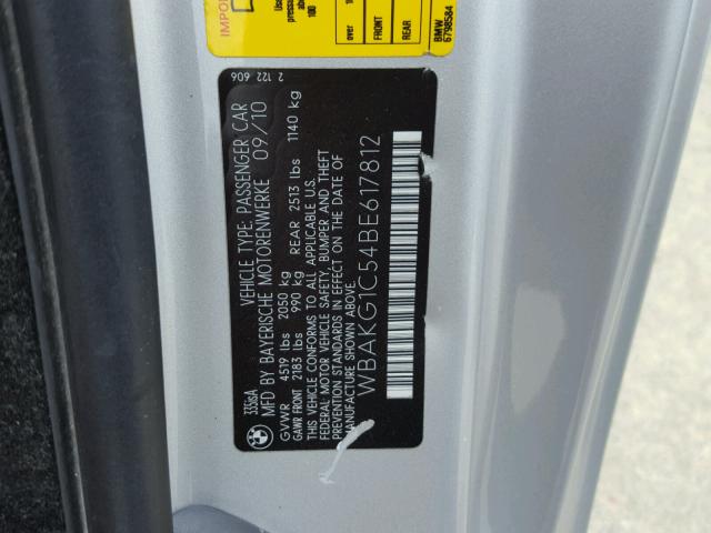 WBAKG1C54BE617812 - 2011 BMW 335 IS SILVER photo 10