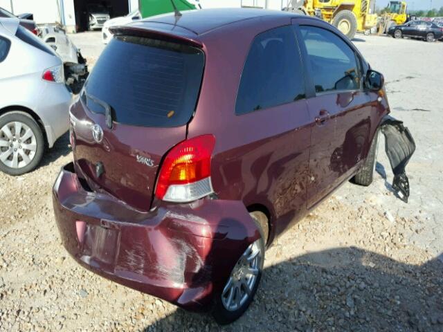 JTDJT903595224911 - 2009 TOYOTA YARIS MAROON photo 4