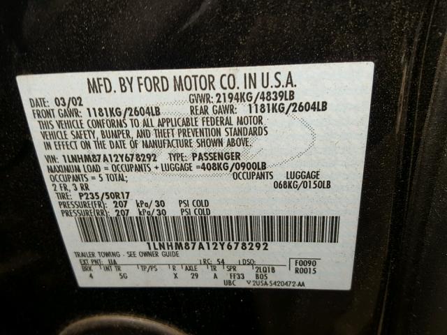 1LNHM87A12Y678292 - 2002 LINCOLN LS 黑色 照片 10