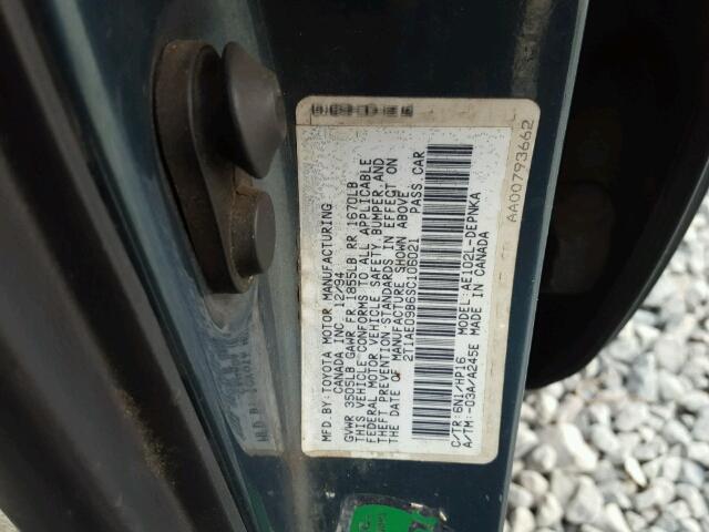 2T1AE09B6SC106021 - 1995 TOYOTA COROLLA LE 绿色 照片 10