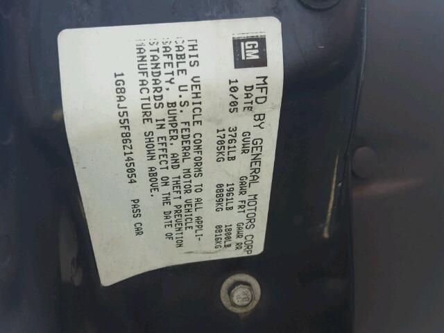 1G8AJ55F86Z145054 - 2006 SATURN ION LEVEL SILVER photo 10