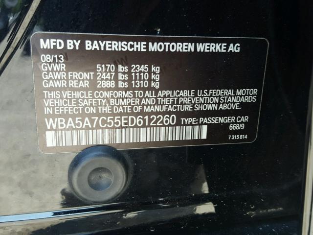 WBA5A7C55ED612260 - 2014 BMW 528 XI BLACK photo 10