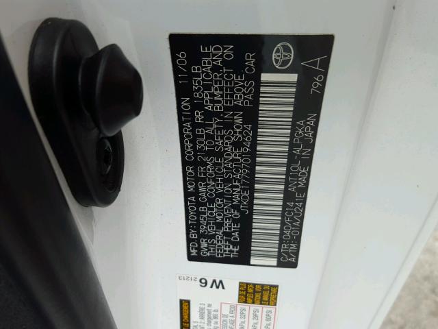 JTKDE177970194624 - 2007 TOYOTA SCION TC 白色 照片 10