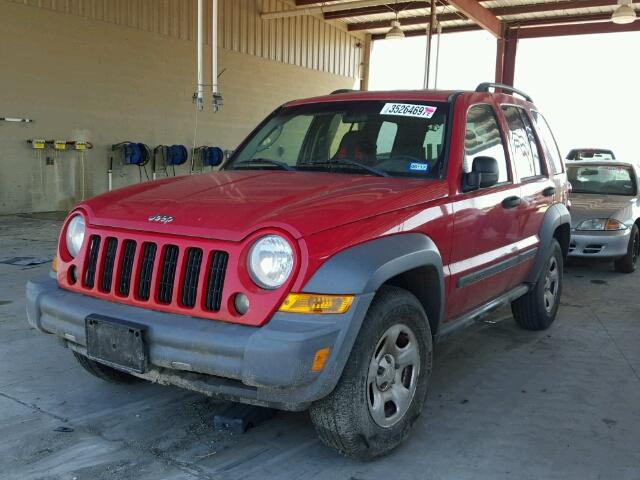 1J4GK48K35W517197 - 2005 JEEP LIBERTY SP RED photo 2
