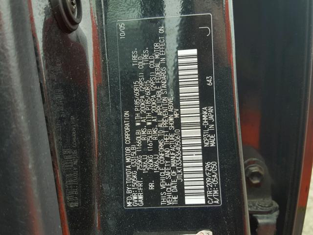 JTLKT334364050610 - 2006 TOYOTA SCION XB შავი ფოტო 10