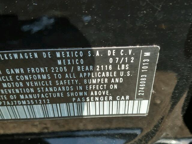 3VWDP7AJ7DM351212 - 2013 VOLKSWAGEN JETTA SE 黑色 照片 10