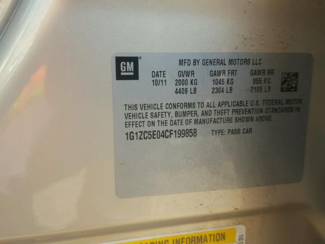 1G1ZC5E04CF199858 - 2012 CHEVROLET MALIBU 1LT 米色 照片 10