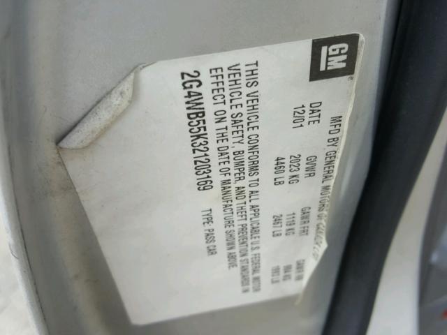 2G4WB55K321203169 - 2002 BUICK REGAL LS 银色 照片 10