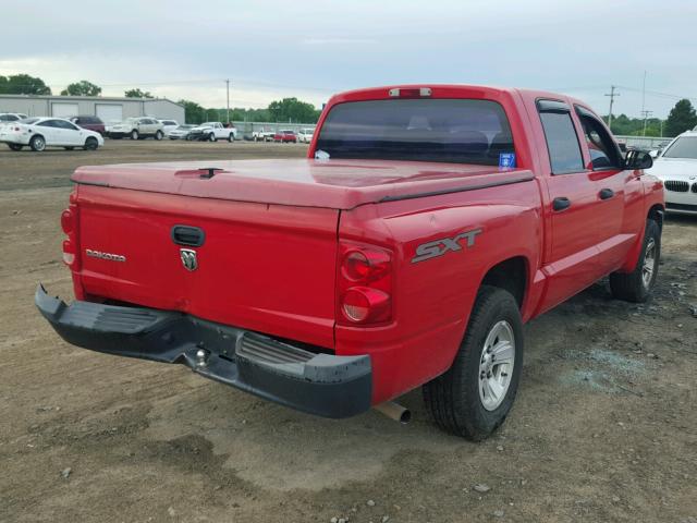 1D7HE38K78S536946 - 2008 DODGE DAKOTA SXT RED photo 4