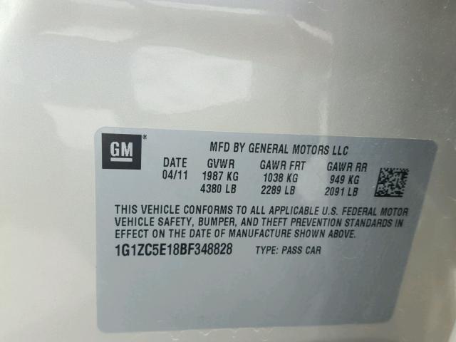 1G1ZC5E18BF348828 - 2011 CHEVROLET MALIBU 1LT 棕色 照片 10