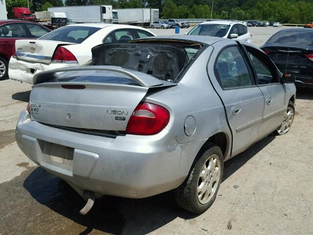 1B3ES56C74D502745 - 2004 DODGE NEON SXT SILVER photo 4