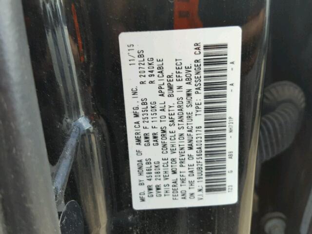 19UUB2F56GA003176 - 2016 ACURA TLX TECH BLACK photo 10