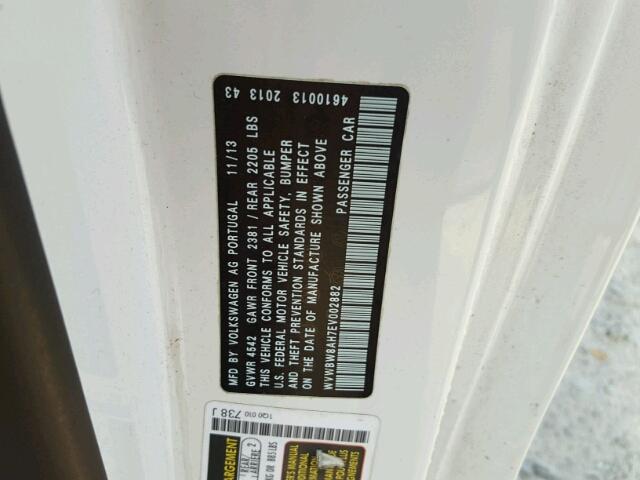 WVWBW8AH7EV002882 - 2014 VOLKSWAGEN EOS KOMFOR 白色 照片 10