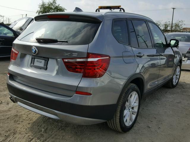 5UXWX9C53E0D30693 - 2014 BMW X3 XDRIVE2 GRAY photo 4