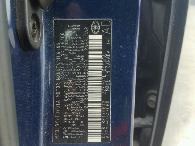 271BY32E76C552170 - 2006 TOYOTA COROLLA XR 蓝色 照片 10