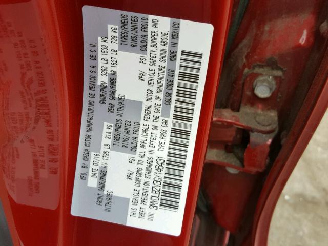 3MYDLBZV3GY146431 - 2016 TOYOTA SCION IA RED photo 10