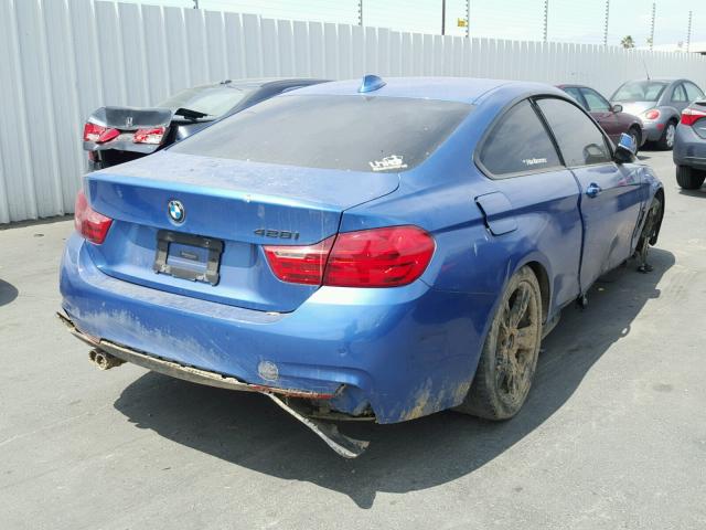 WBA3N7C59EF719604 - 2014 BMW 428 I BLUE photo 4