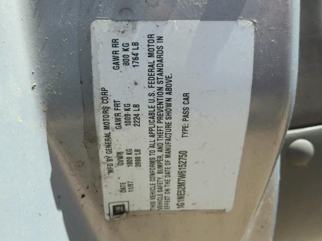 1G1NE52M7W6152750 - 1998 CHEVROLET MALIBU LS SILVER photo 10