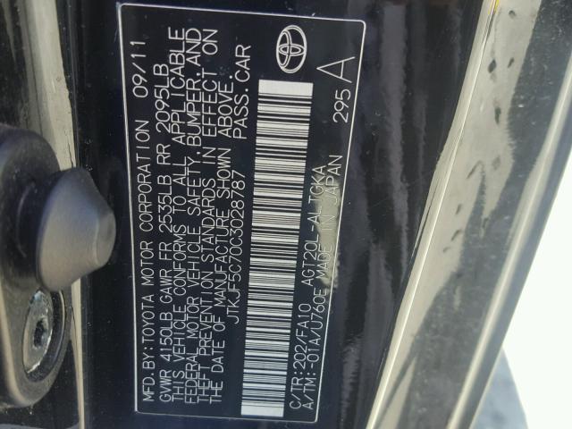 JTKJF5C70C3028787 - 2012 TOYOTA SCION TC 黑色 照片 10