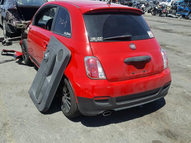 3C3CFFBR3DT668141 - 2013 FIAT 500 SPORT RED photo 3